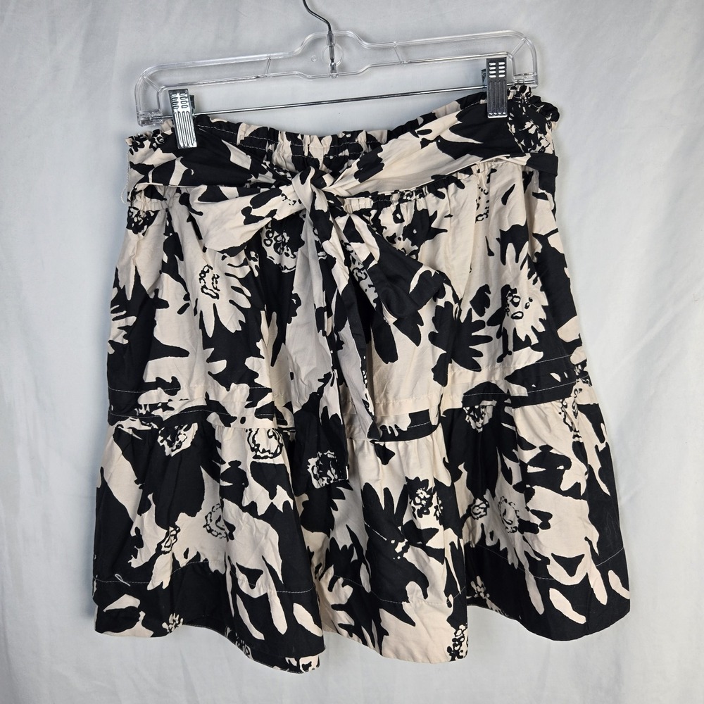 Anthropologie Somerset Black Abstract Floral Motif Tiered Mini Skirt Womens XL